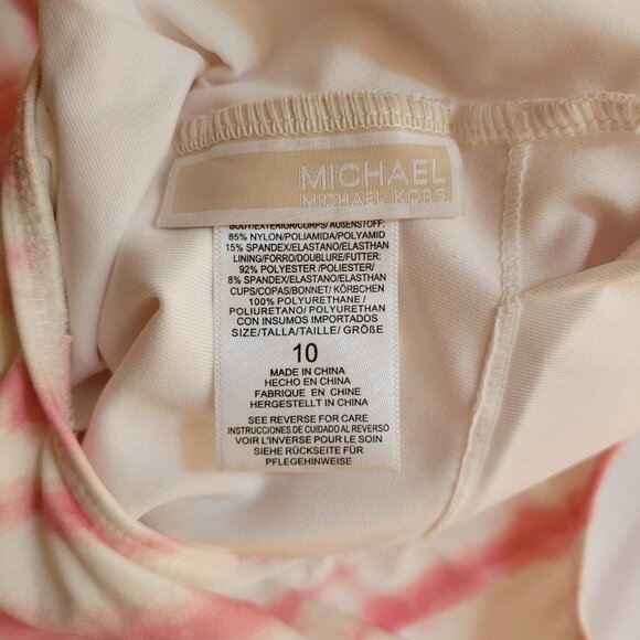 Michael Kors Pink and White One Piece Swimsuit, Size 10 - Picture 6 of 6